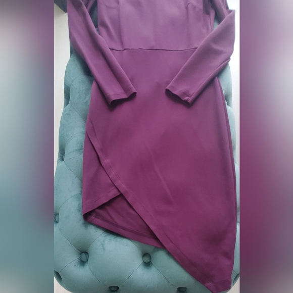 NWOT-DYNAMITE Sz.S mock neck/long sleeve bodycon dress, Cranberry Color,Soft - Picture 2 of 5